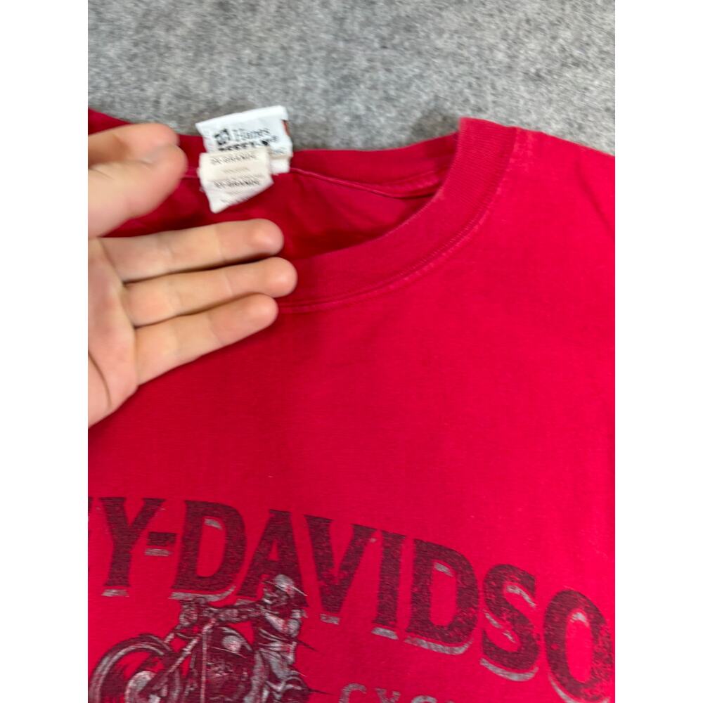 Harley Davidson Shirt Mens Red Lake Geneva Wisconsin Motorcycle Biker Tee 2XL - Picture 8 of 8